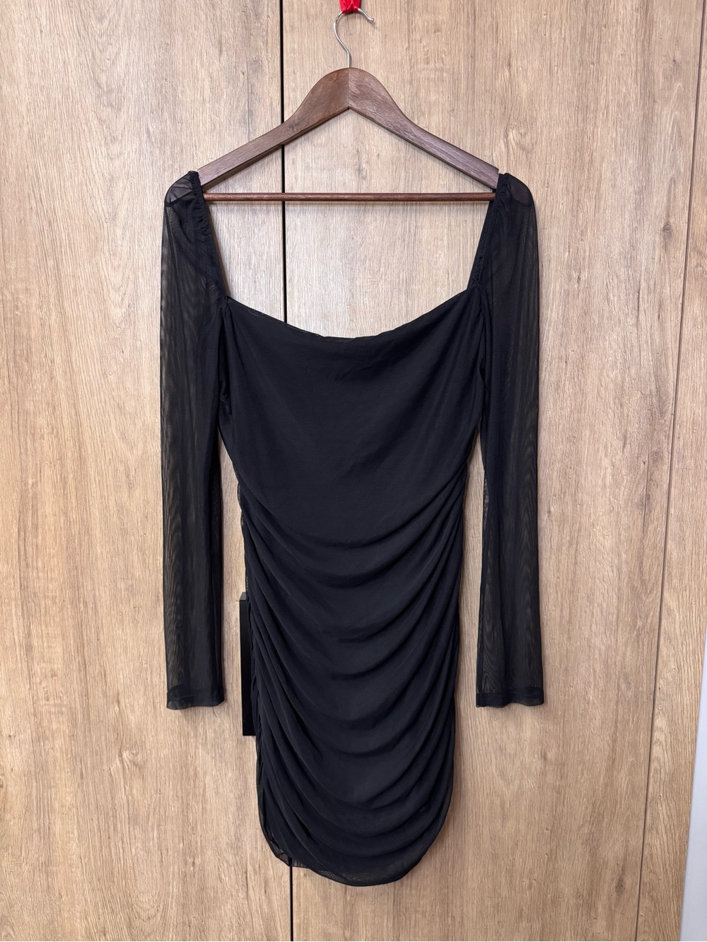 Princess Polly  Gothcore Whimsigoth Black Mesh Long Sleeve Ruched Mini Dress 12